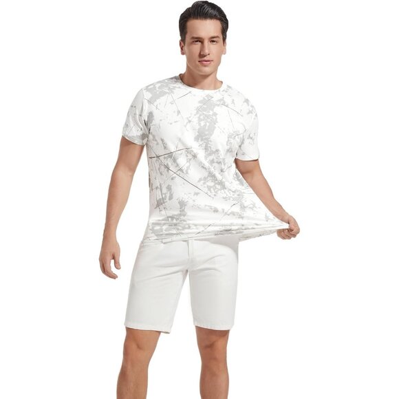 Men White Hipster Hip Hop Short Sleeve Print T Shirt Casual Summer Top - Picture 4 of 9